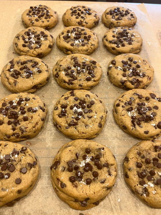 browned butter chocolate chip sourdough cookies